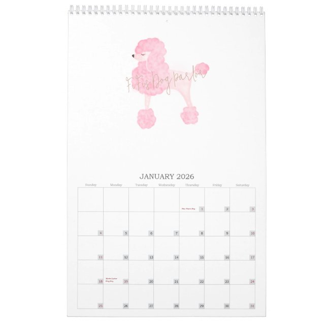 Pink Dog Custom Business Kalender (Jan 2026)
