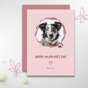 Pink Dog Foto Herzlich Willkommen am Valentinstag Feiertagskarte
