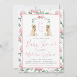 Pink Dog Girl Babydusche Blumenbeutel Süd Einladung