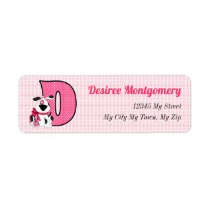 Pink Dog Monogram Letter D-Adresse