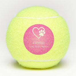 Pink Dog Name Tennis Ball 'toss, fetch, repeat'