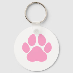 Pink Dog Paw Print Schlüsselanhänger