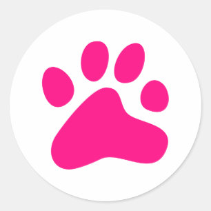 Pink Dog Paw Runder Aufkleber
