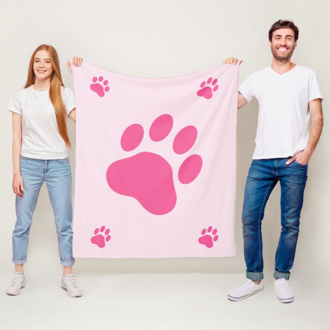 Pink Dog Paw Silhouetten Fleecedecke (Beispiel)