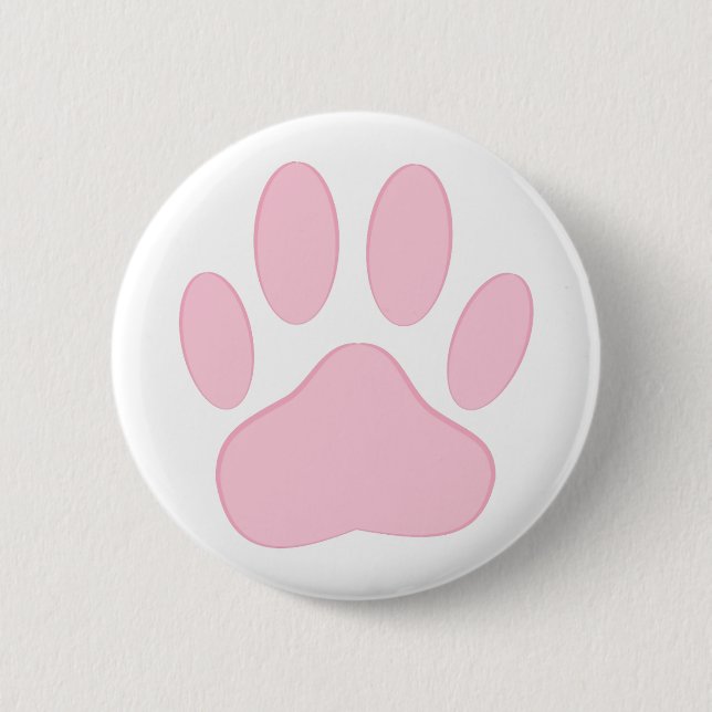 Pink Dog Pawprint Button (Vorderseite)