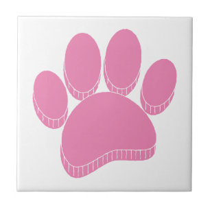 Pink Dog Pawprint Handgezeichnet Fliese