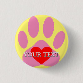 Pink Dog Pawprint Individuelle Name Button
