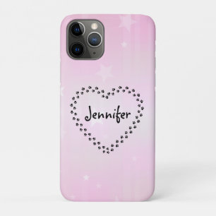 Pink Dog Paws Herz Personalisiert Handy Case