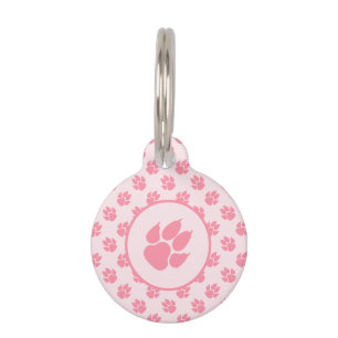 Pink Dog Paws und Custom Pet Info Haustiermarke