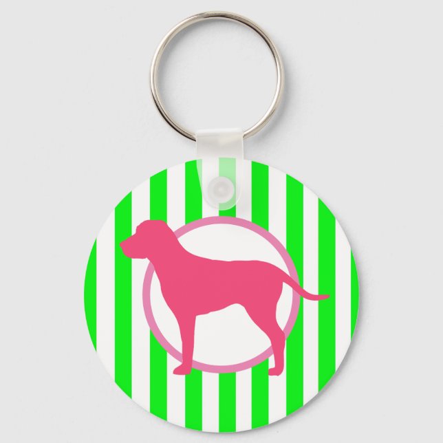 Pink Dog Stripe Schlüsselanhänger (Vorderseite)