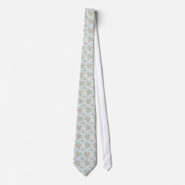 Pink Dogros auf Sky Blue Chic Unisex Necktie Krawatte (Vorderseite)