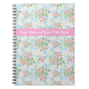 Pink Dogroses auf Sky Blue Spiral Notebook Notizblock