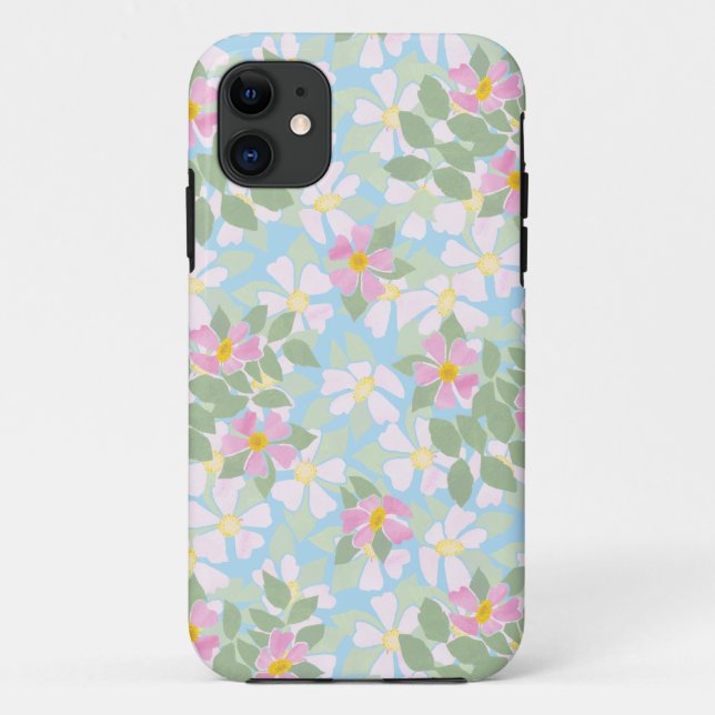 Pink Dogroses auf Sky Blue Xtreme iPhone 5 Fall Case-Mate iPhone Hülle (Rückseite)