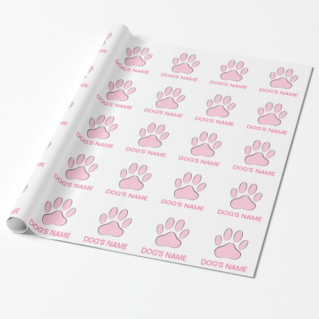 Pink Dog's Pawprint Geschenkpapier (Ungerollt)