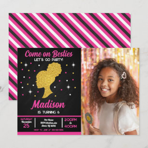 Pink Doll Besties Fashion Party Foto Geburtstag Einladung