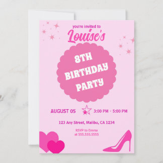 Pink Doll Birthday Party, Girl Einladung