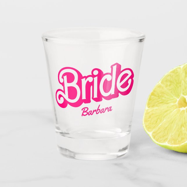 Pink Doll Extravagant und fabelhaft Junggeselinnen Schnapsglas (Vorderseite)