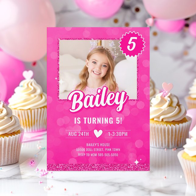 Pink Doll Fashion Party Geburtstag Einladung (Pink Doll Birthday Invitation)
