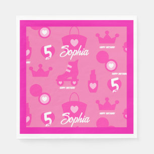 Pink Doll Geburtstagsparty, Custom Age, Individuel Serviette