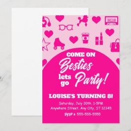 Pink Doll Girl Fashion Digital Download Geburtstag Einladung