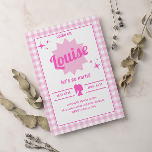 Pink Doll Party Girl Birthday Einladung