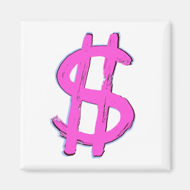Pink-Dollar-Zeichen Magnet (Vorne)