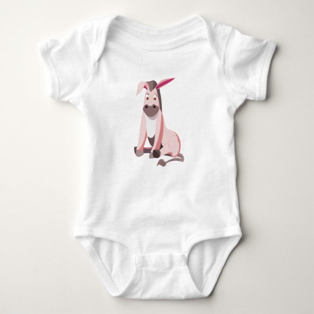 Pink Donkey Funny Baby Bodysuit Baby Strampler (Vorderseite)