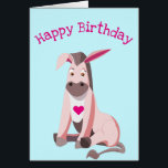 Pink Donkey Funny Birthday Card<br><div class="desc">Baby Donkey Funny Geburtstagskarten - MIGNED Painting - Anpassbar - oder Fügen Sie Ihren Text / Name</div>