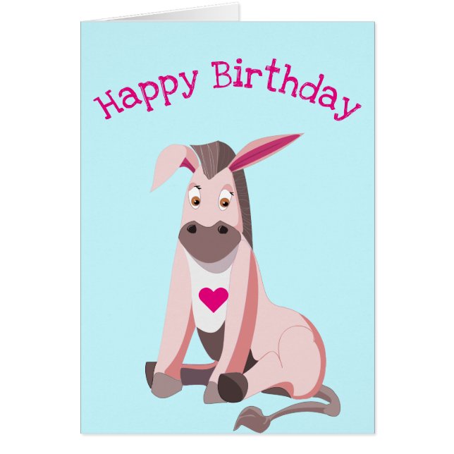 Pink Donkey Funny Birthday Card (Vorne)