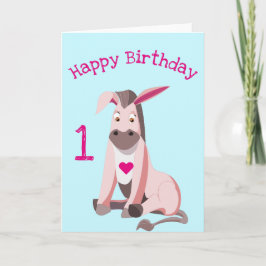 Pink Donkey Funny Birthday Card - individuell eins Karte