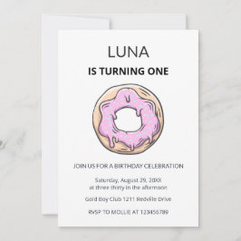 Pink Donut 1st Birthday Invitation Girl  Einladung