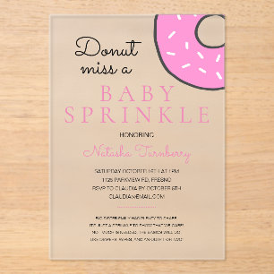 Pink Donut Baby Sprinkle Girl Babydusche Acryleinladungen