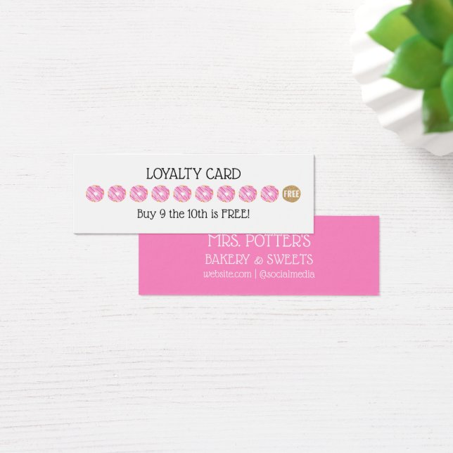 Pink Donut Bakery Loyalty Coupon Card (Schreibtisch)