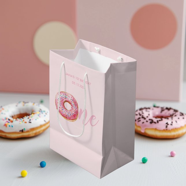 Pink Donut Birthday Mittlere Geschenktüte (Von Creator hochgeladen)