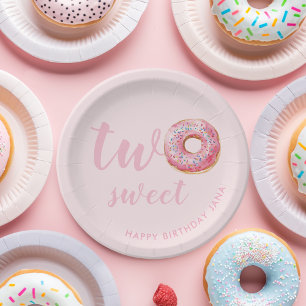 Pink Donut Birthday Pappteller