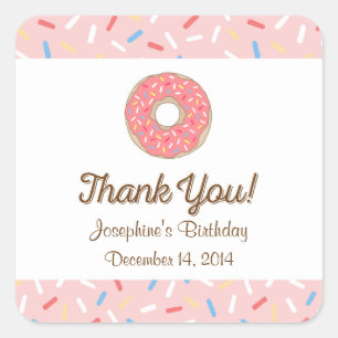 Pink Donut Birthday Stickers