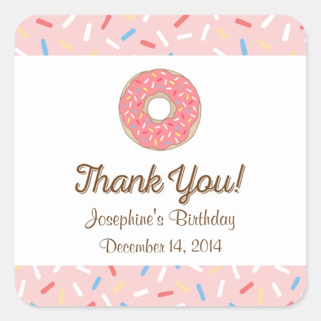 Pink Donut Birthday Stickers (Vorderseite)