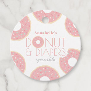 Pink Donut & Diapers Baby Sprinkle Girl Geschenkanhänger