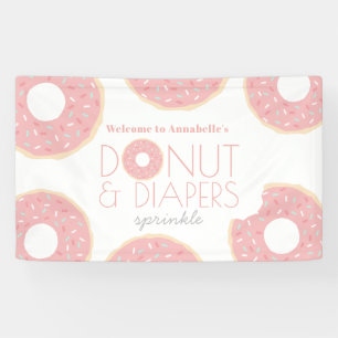 Pink Donut & Diapers Sprinkle Babydusche Banner