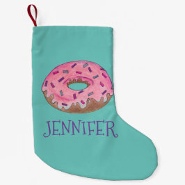 Pink Donut Doughnut Personalisierter Urlaub Junk F Kleiner Weihnachtsstrumpf