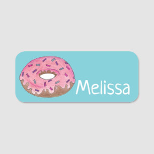 Pink Donut Doughnut Sprinkles Junk Food Pastry Namensschild