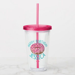 Pink Donut Doughnut Sprinkles Zuckerguss Feinschme Acryltrinkbecher