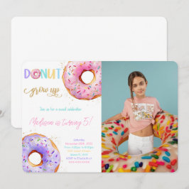 Pink Donut Geburtstagsparty Foto Einladung