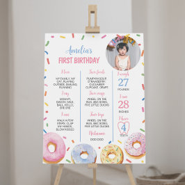 Pink Donut Girl Erste Geburtstagsfeier Milestone Z Poster