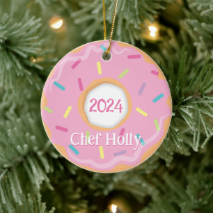 Pink Donut Koch, Cook oder Baker Weihnachten Keramik Ornament