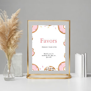 Pink Donut SPrinkles Favors Baby Shower Sign Poster