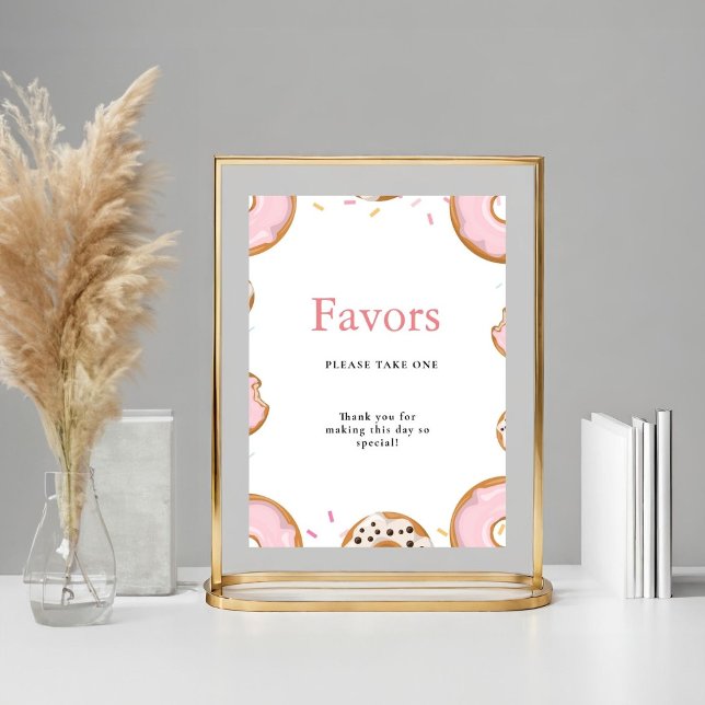 Pink Donut SPrinkles Favors Baby Shower Sign Poster (Von Creator hochgeladen)