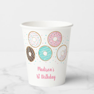 Pink Donut Sprinkles Geburtstag Pappbecher