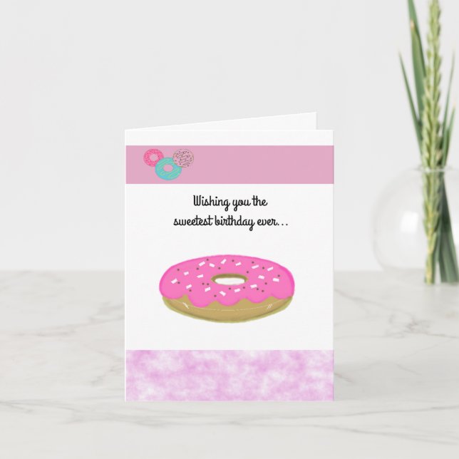 Pink Donut Sweetest Geburtstag je Karte (Vorderseite)