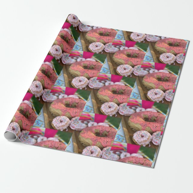Pink-Donut-Verpackungspapier Geschenkpapier (Ungerollt)